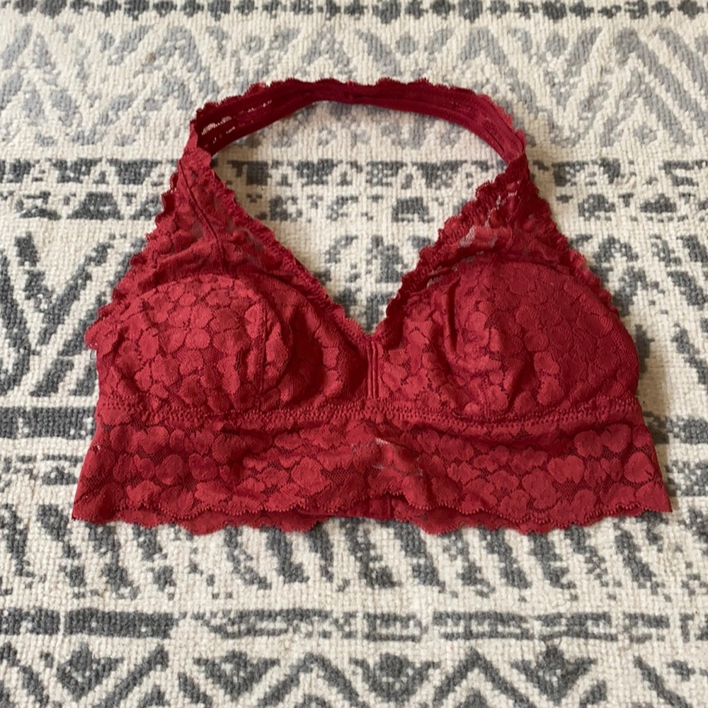 Aerie Red Halter Bralette